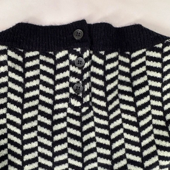 J. Crew Women Italian Cashmere Navy Blue and Mint Green Cropped Sleeve Sweater S - Picture 4 of 9